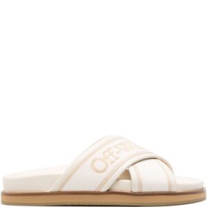 Off-White logo-embroidered slides