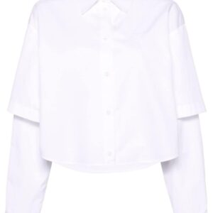Off-White logo-embroidery layered cotton shirt