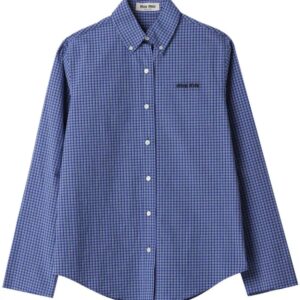 Miu Miu  logo-embroidered checked shirt