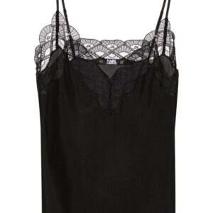 Karl Lagerfeld lace-trim silk top