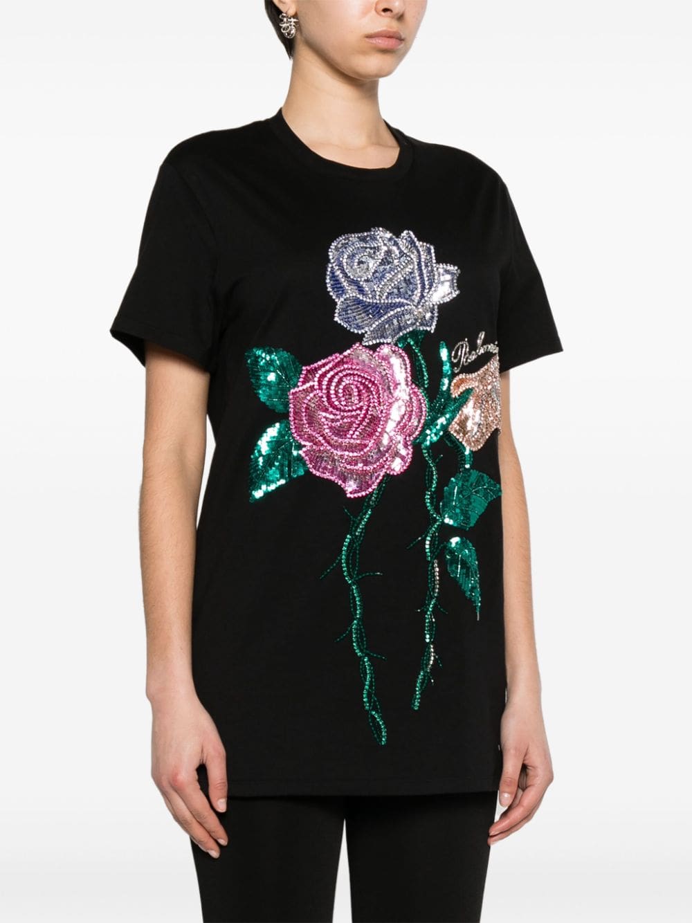 Balmain rose-appliqué cotton T-shirt - Image 3