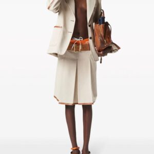 Miu Miu logo-embroidered pleated skirt