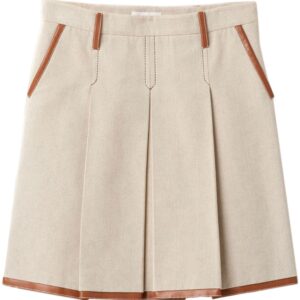 Miu Miu logo-embroidered pleated skirt