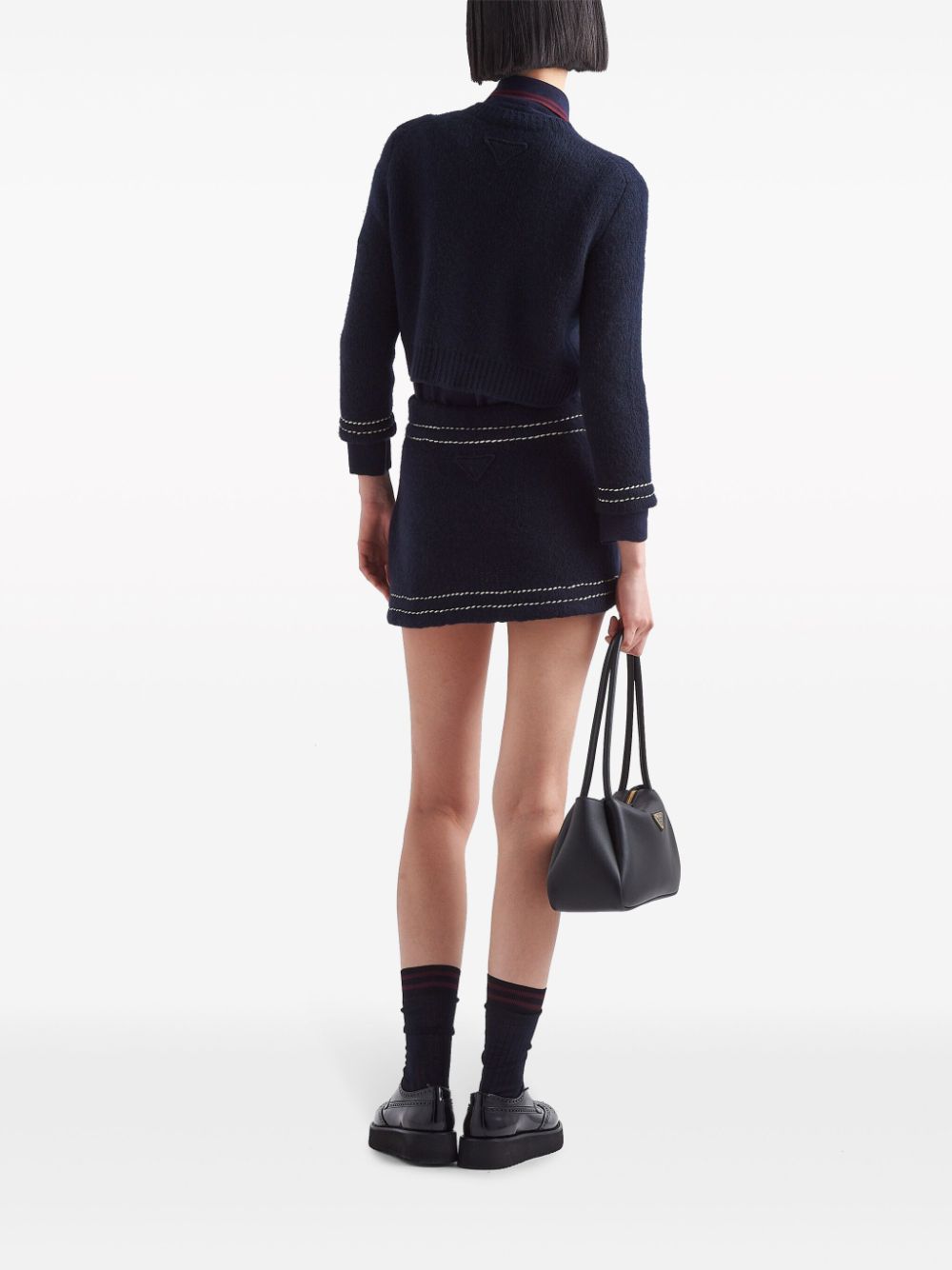 Prada contrast-stitching cashmere miniskirt - Image 3