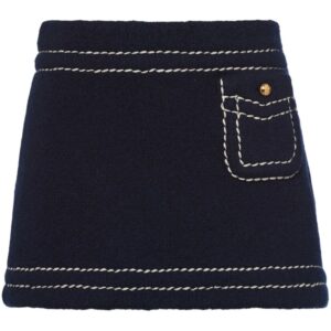 Prada contrast-stitching cashmere miniskirt