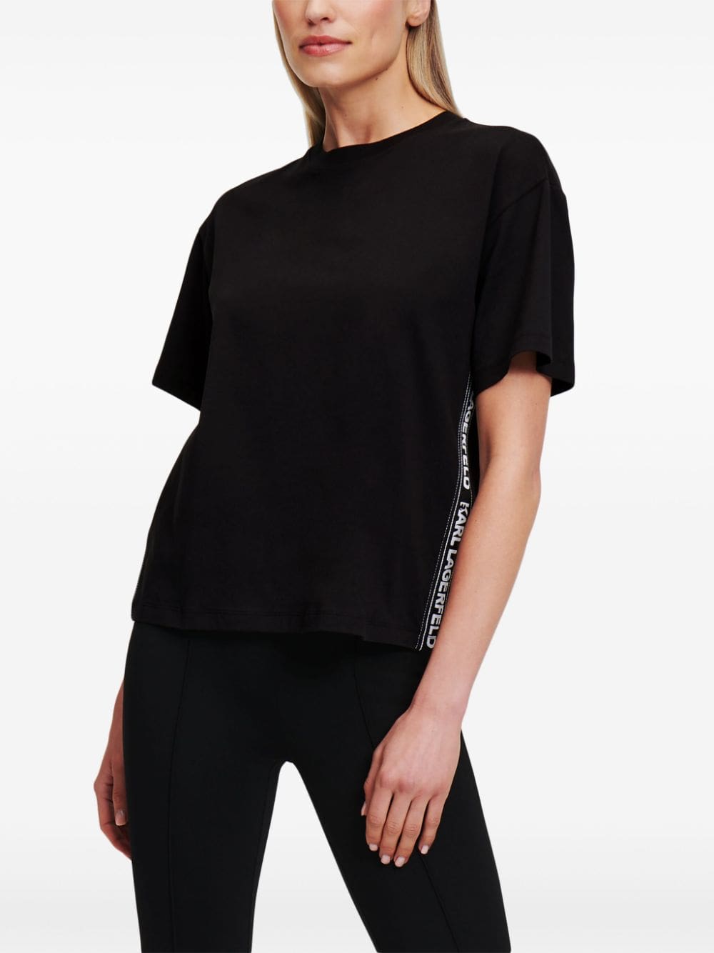 Karl Lagerfeld logo-tape organic-cotton T-shirt - Image 3