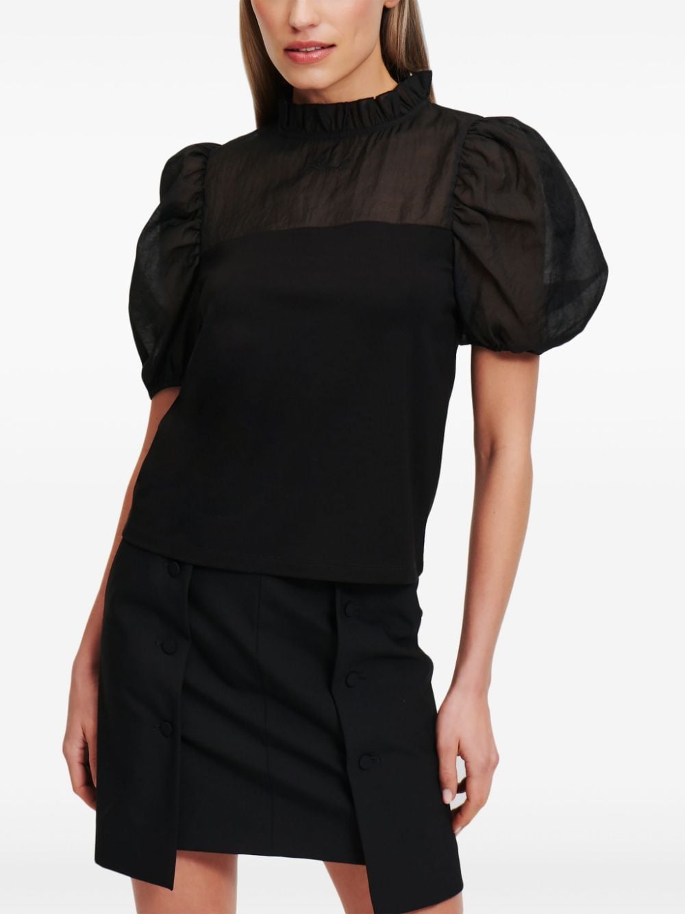 Karl Lagerfeld organza puff-sleeve top - Image 3