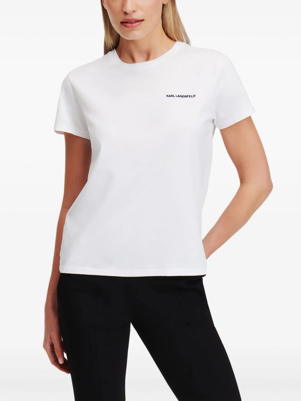 Karl Lagerfeld logo-embroidered organic-cotton T-shirt - Image 3