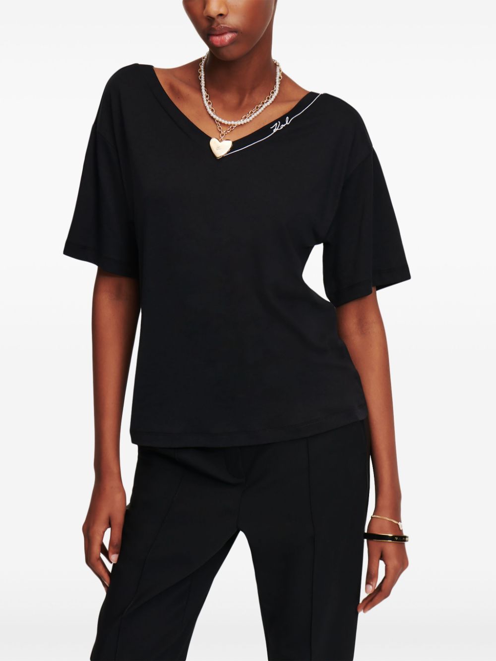 Karl Lagerfeld Signature V-neck T-shirt - Image 3