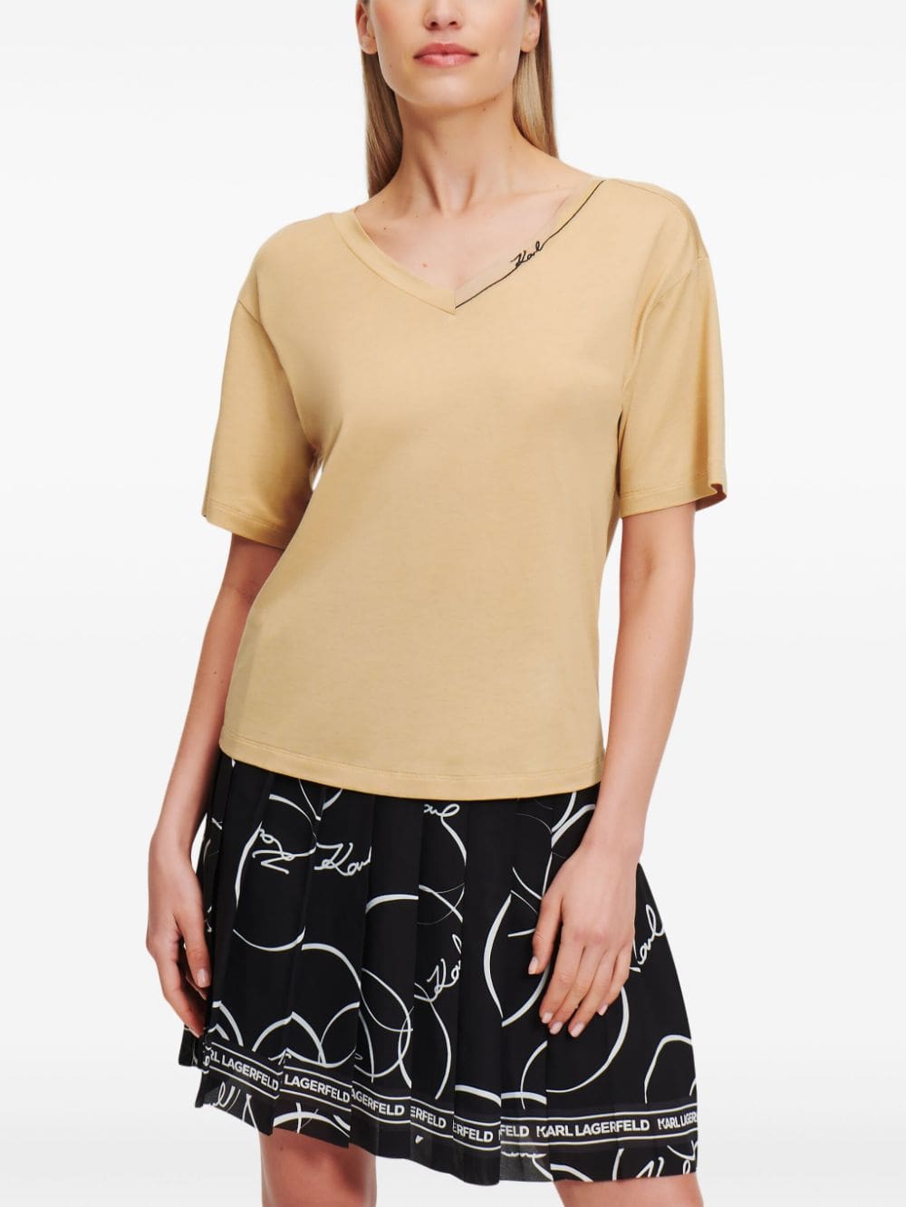 Karl Lagerfeld Signature V-neck T-shirt - Image 3