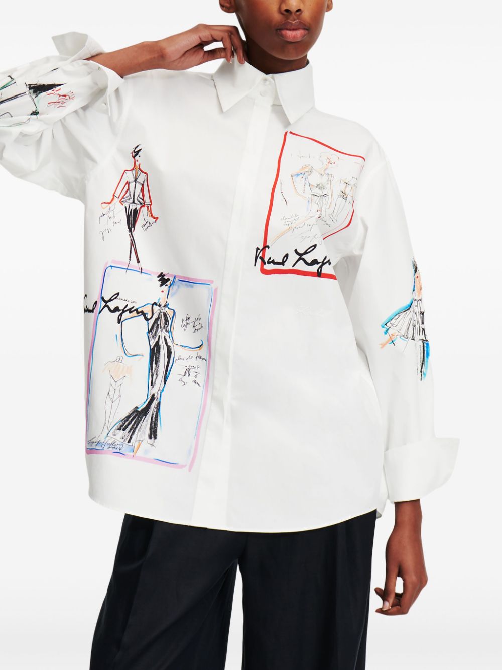 Karl Lagerfeld Archive Sketch organic-cotton shirt - Image 3