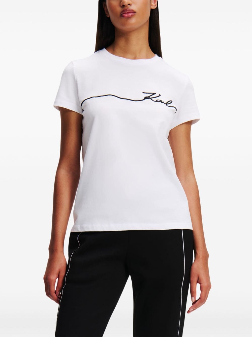 Karl Lagerfeld logo-embroidered crew-neck T-shirt - Image 3