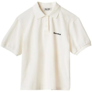 Miu Miu logo-embroidered cotton polo shirt