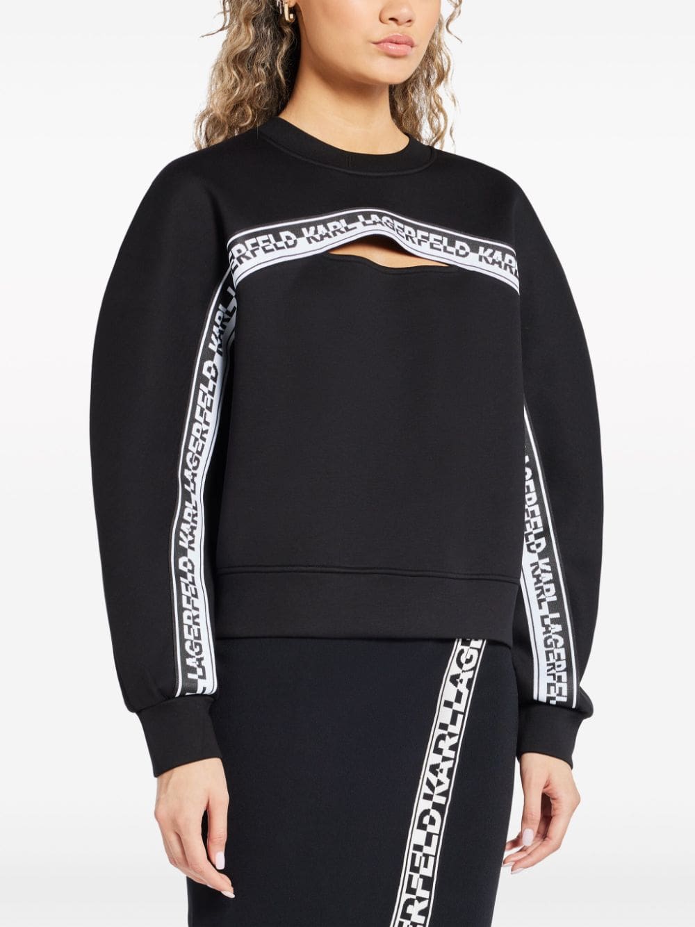 Karl Lagerfeld logo-tape cut-out sweatshirt - Image 3
