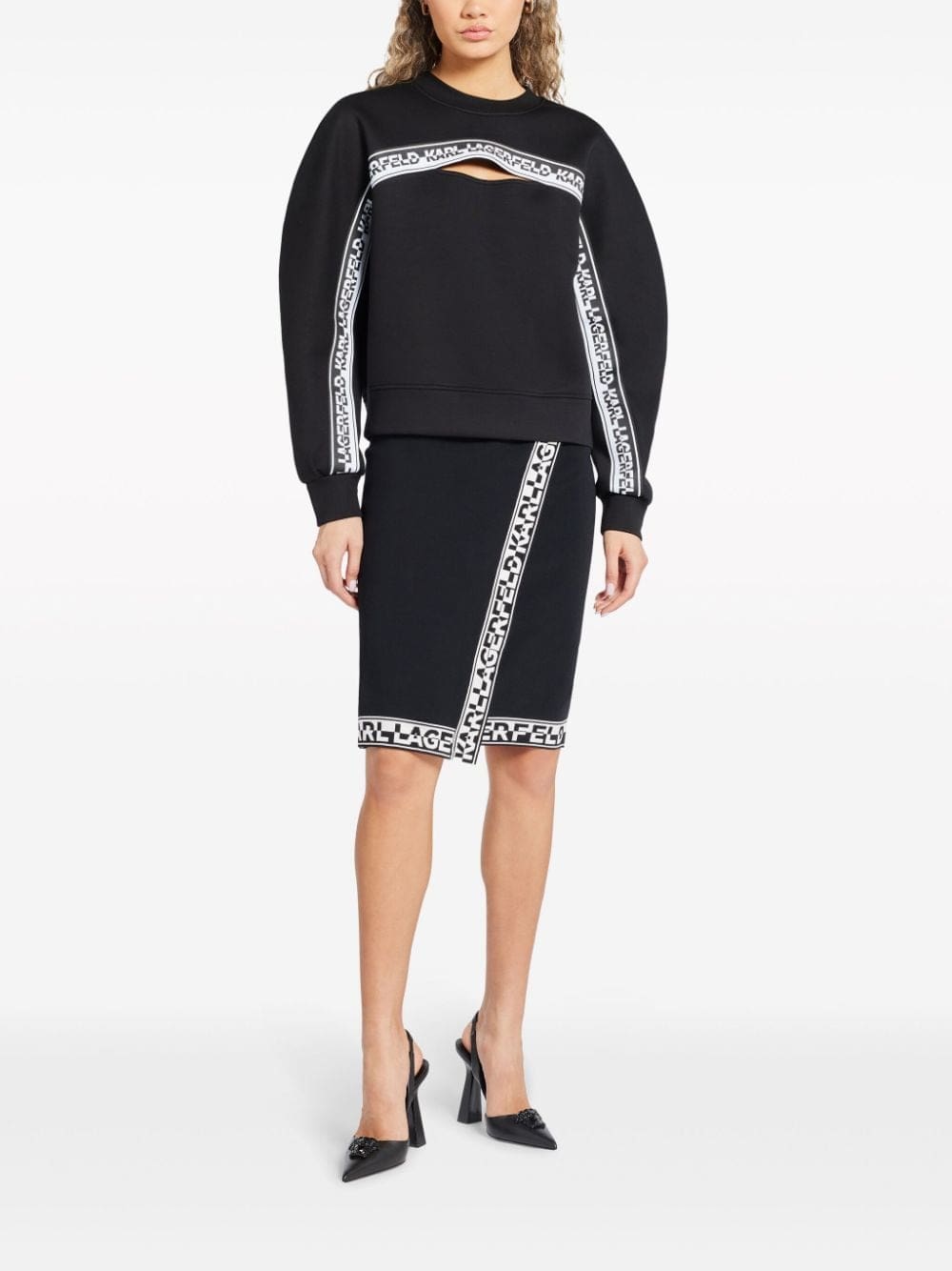 Karl Lagerfeld logo-tape cut-out sweatshirt - Image 2