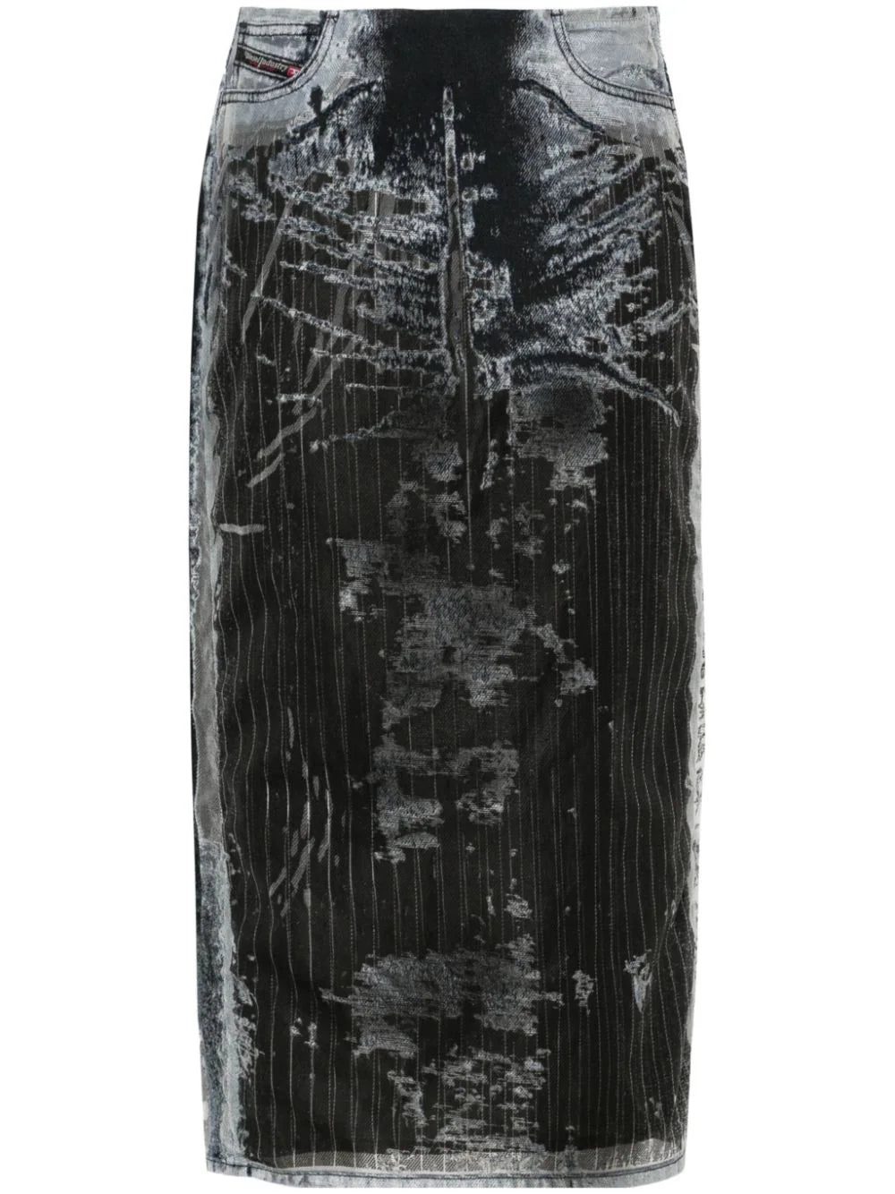 Diesel De-Pra-Fse1 denim midi skirt