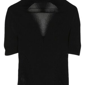 Off-White logo-print open-knit top