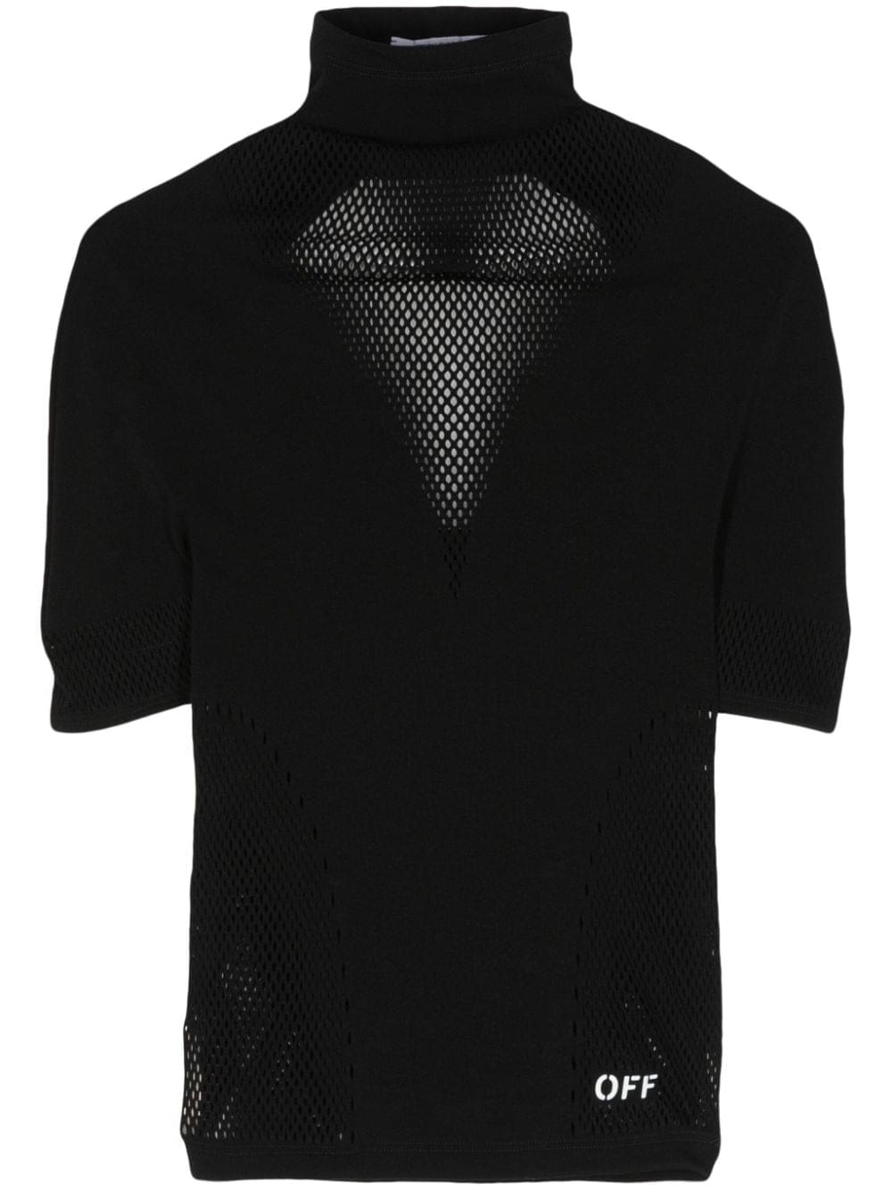 Off-White logo-print open-knit top