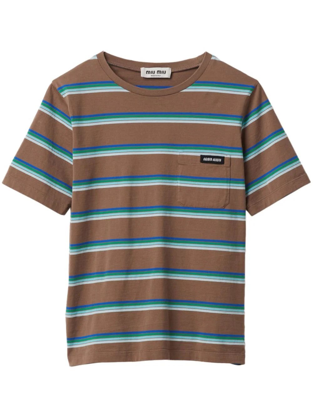 Miu Miu logo-patch striped T-shirt