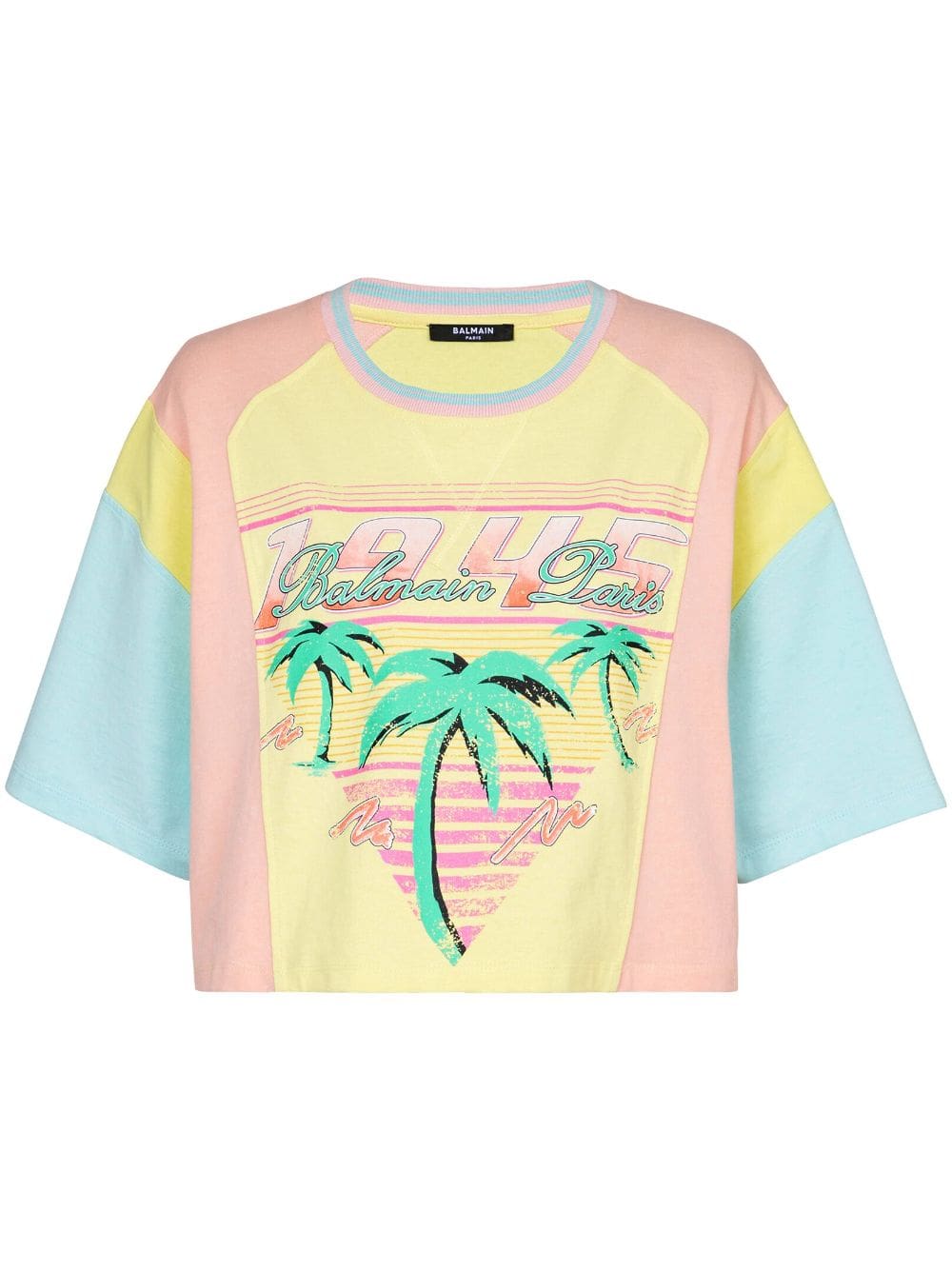 Balmain Palm Tree-print cropped T-shirt