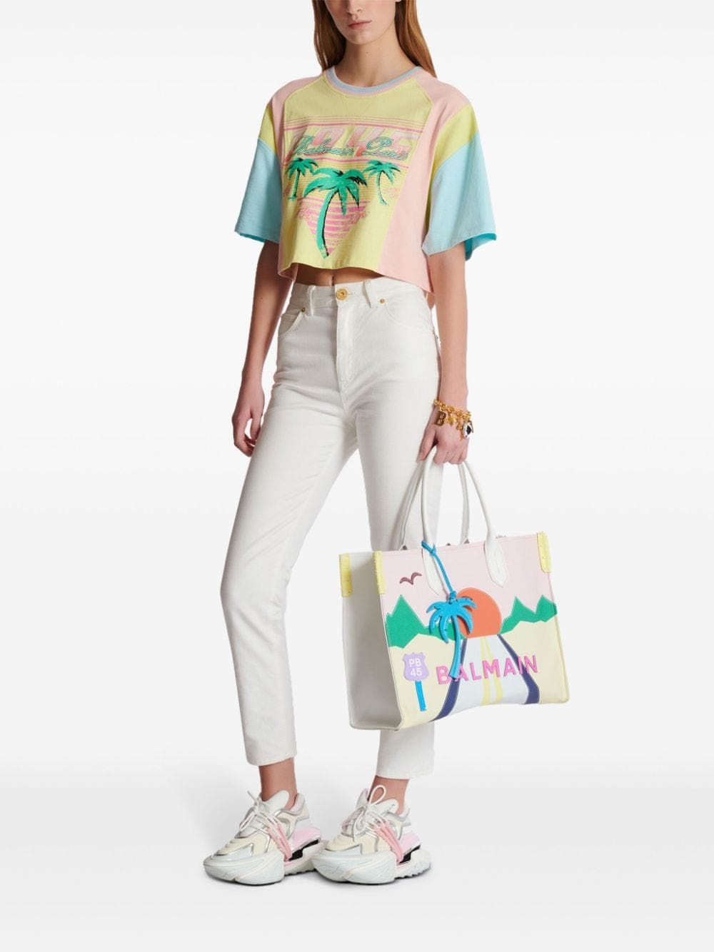 Balmain Palm Tree-print cropped T-shirt - Image 2