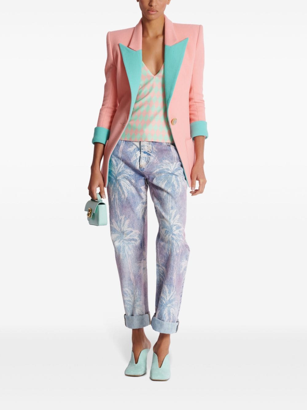 Balmain diamond-print silk top - Image 2