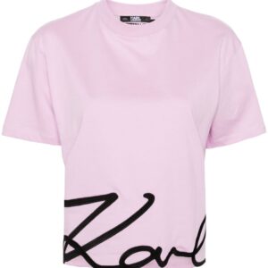Karl Lagerfeld Signature-hem cotton T-shirt