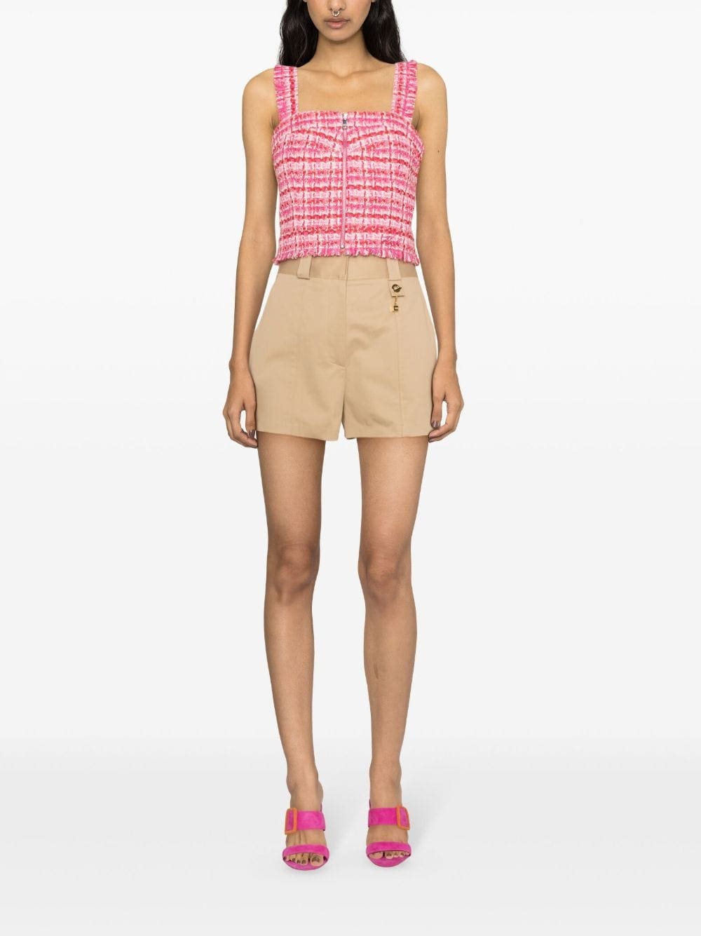 Karl Lagerfeld zip-up bouclé cropped top - Image 2