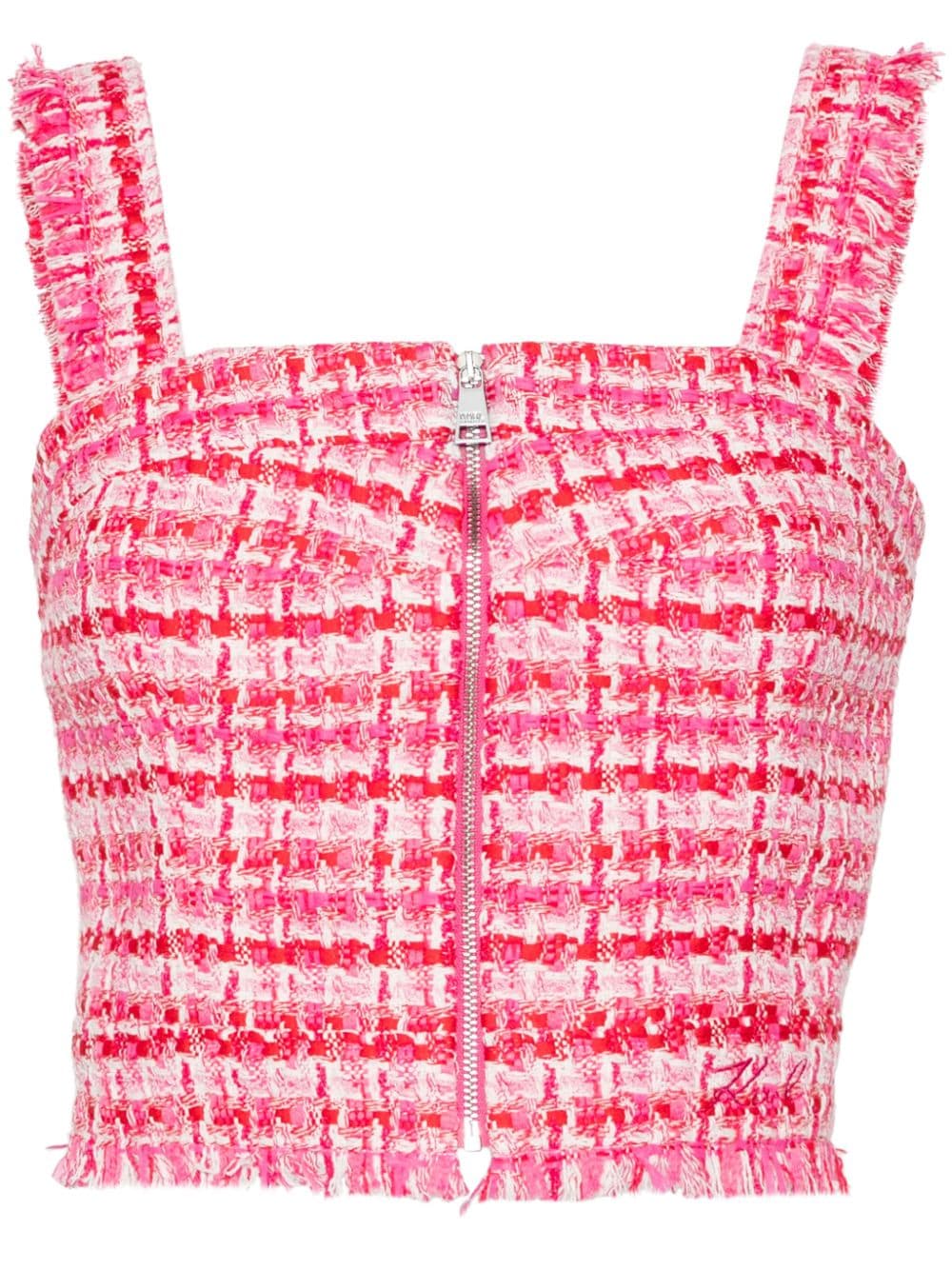 Karl Lagerfeld zip-up bouclé cropped top