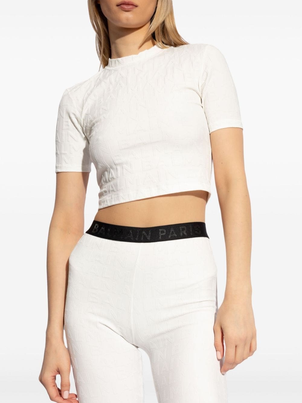 Balmain embossed monogram cropped t-shirt - Image 3