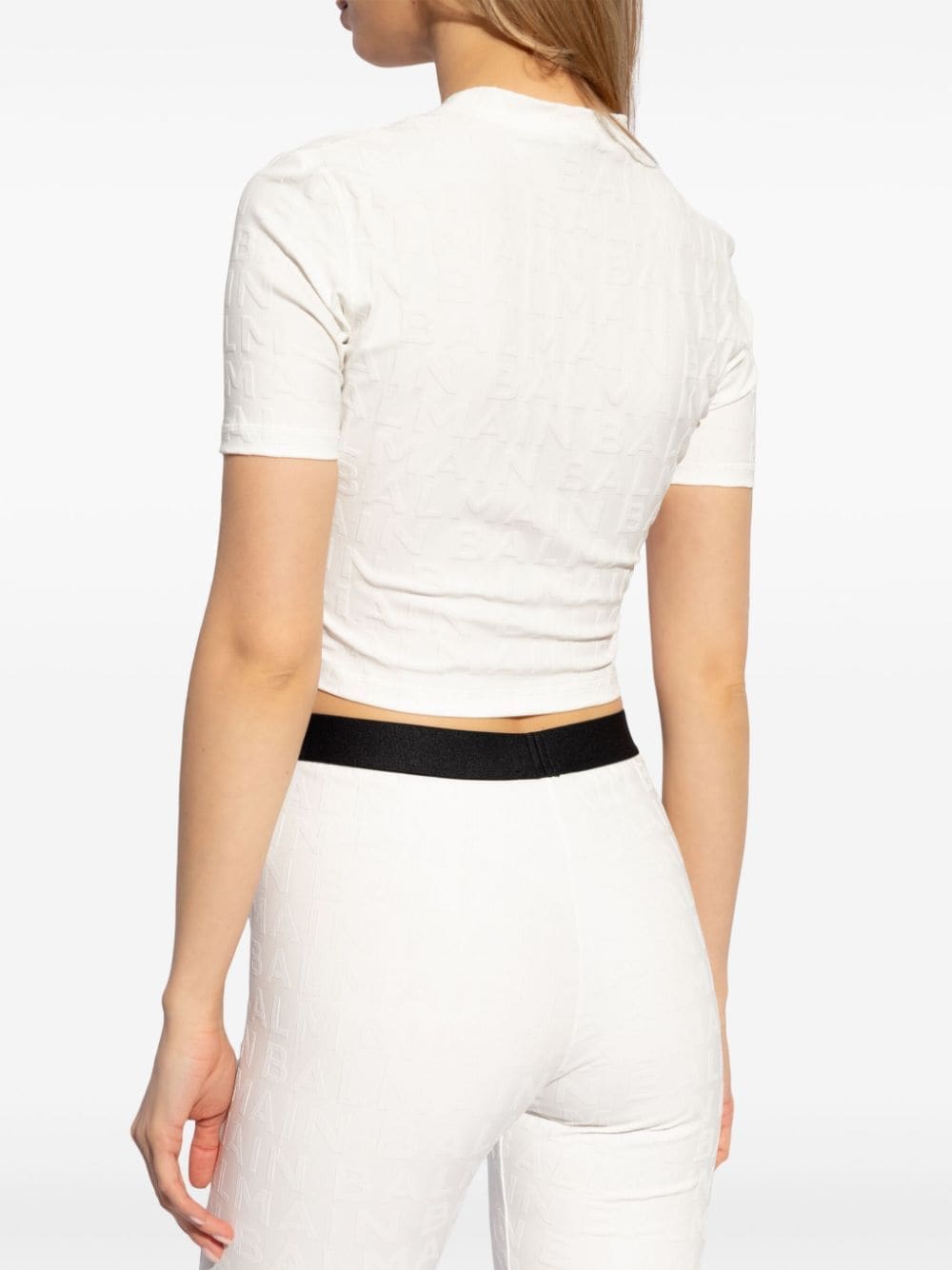 Balmain embossed monogram cropped t-shirt - Image 4