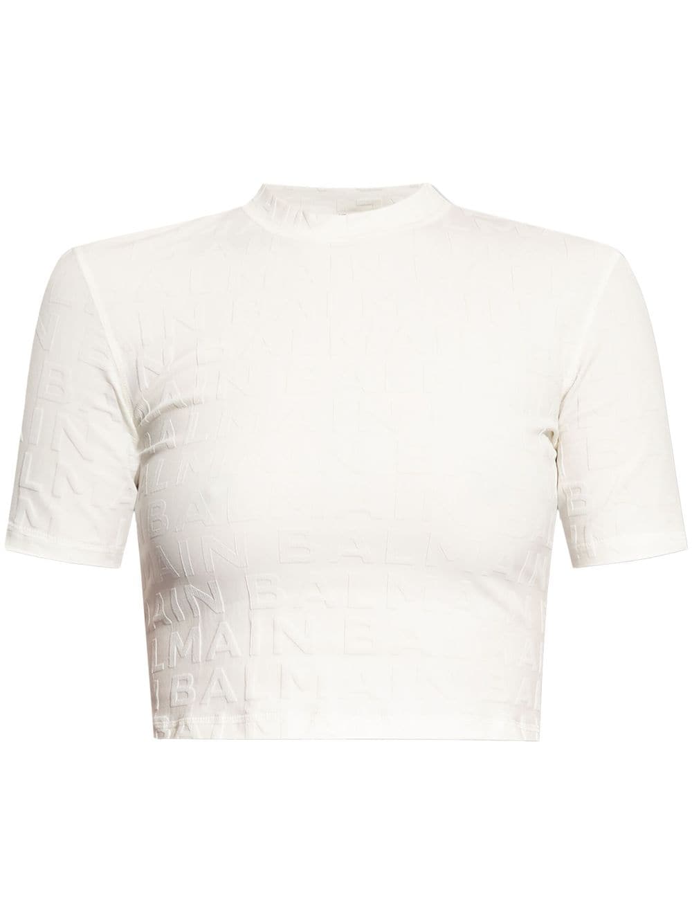 Balmain embossed monogram cropped t-shirt