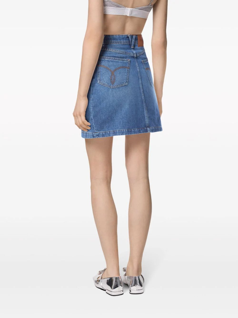 Versace A-line denim mini skirt - Image 3