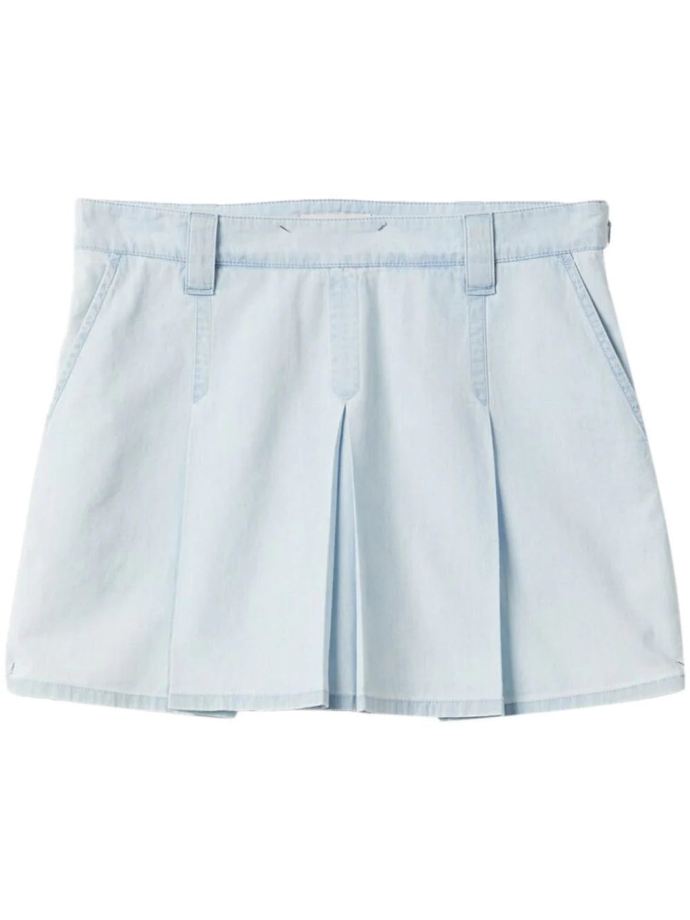 Miu Miu low-rise pleated chambray skirt