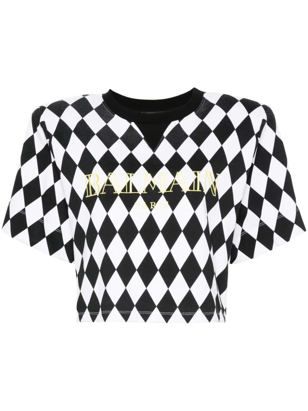 Balmain diamond-print cropped T-shirt
