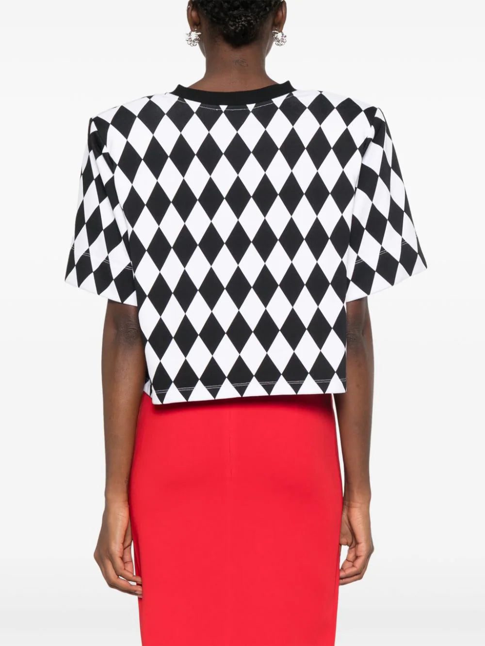 Balmain diamond-print cropped T-shirt - Image 4