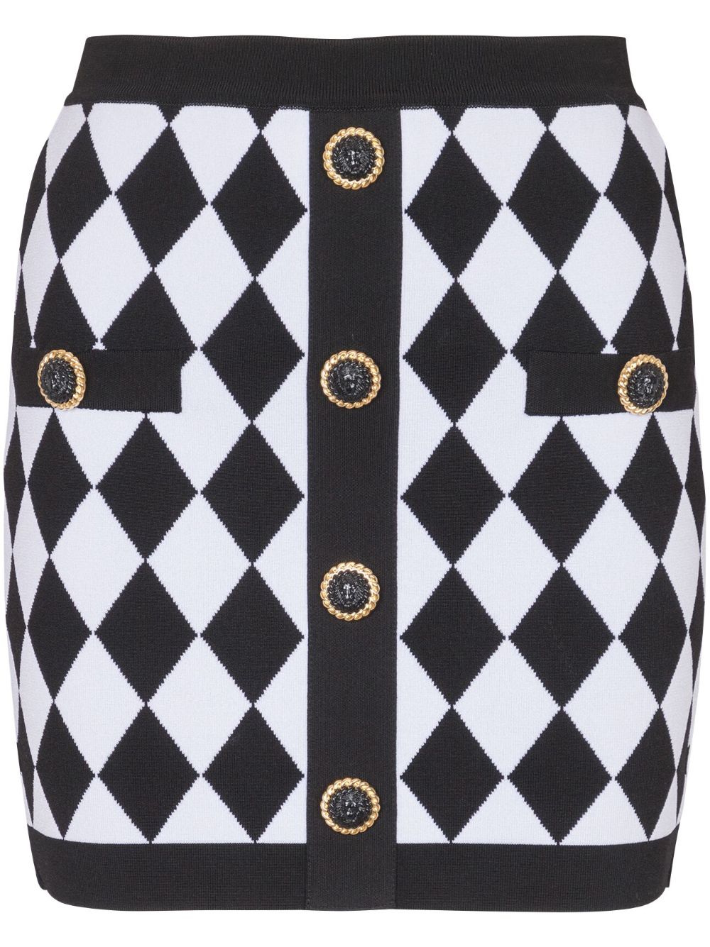 Balmain diamond-intarsia knitted miniskirt