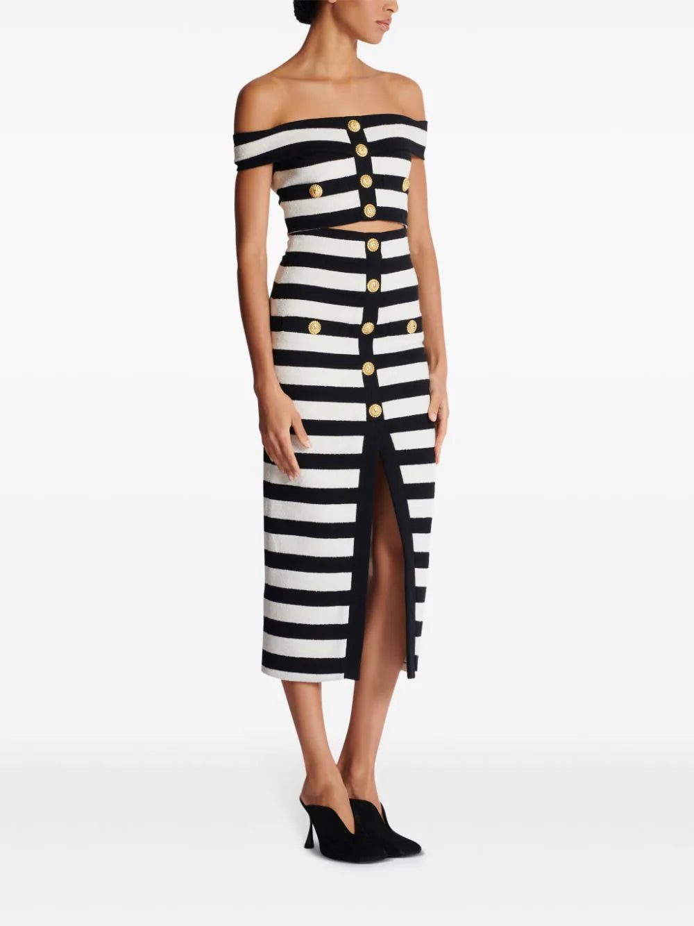 Balmain striped knitted midi skirt - Image 3