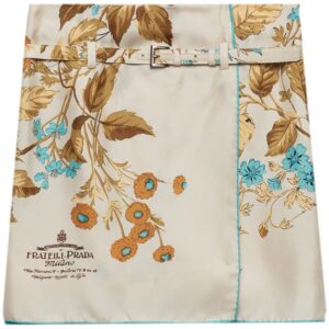 Prada  floral-print silk skirt