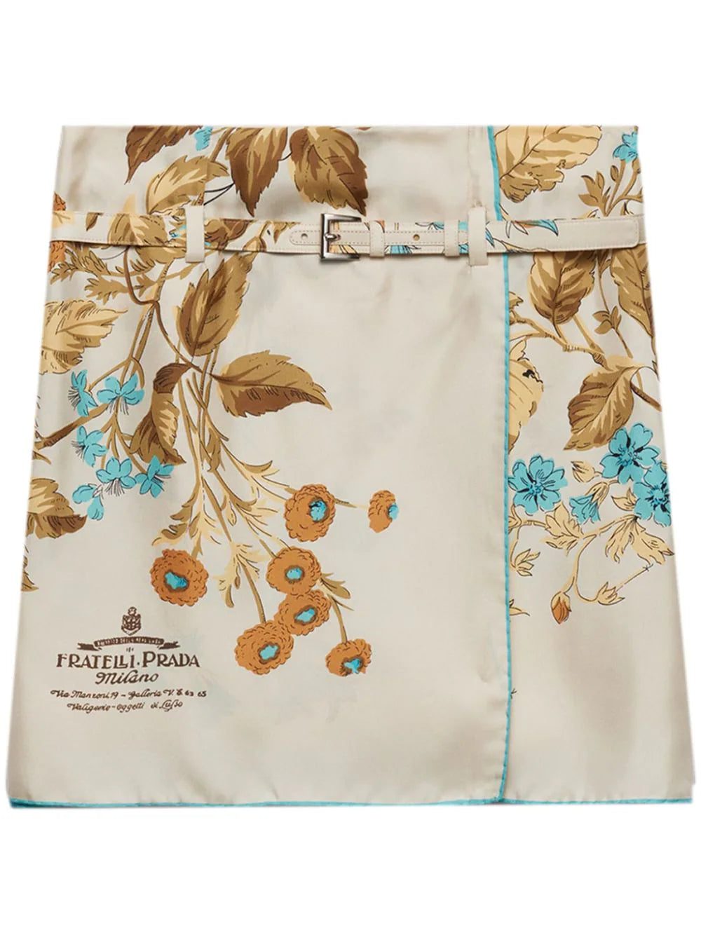 Prada floral-print silk skirt