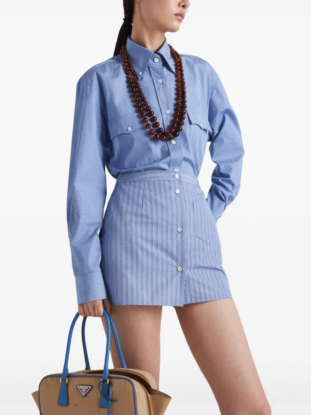 Prada striped chambray miniskirt - Image 4