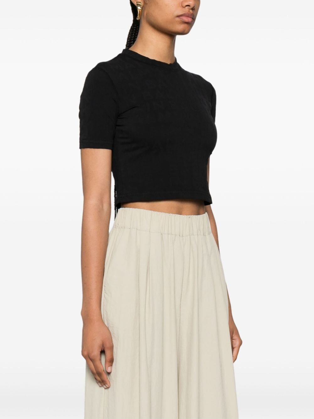 Balmain embossed-logo cropped T-shirt - Image 3