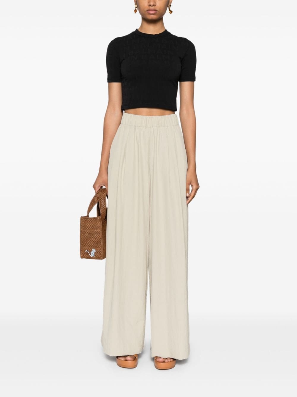 Balmain embossed-logo cropped T-shirt - Image 2