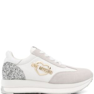Love Moschino logo-plaque suede sneakers