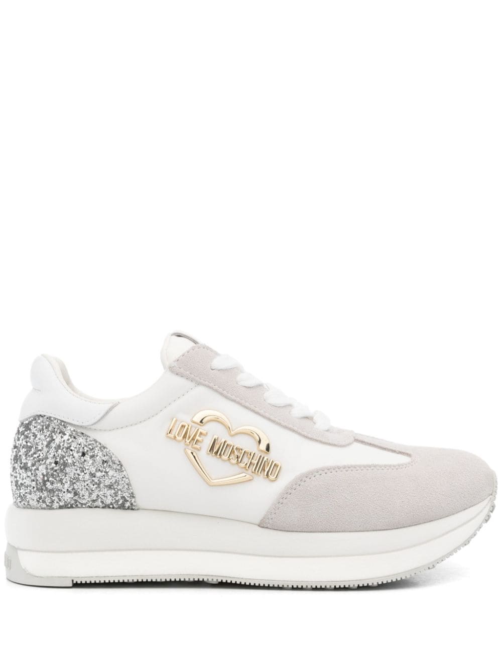 Love Moschino logo-plaque suede sneakers