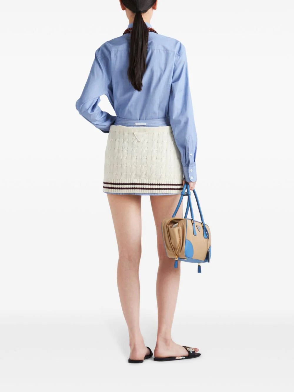 Prada cable-knit cotton mini skirt - Image 3