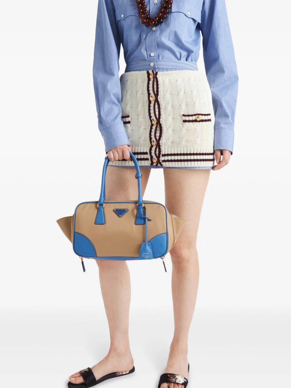 Prada cable-knit cotton mini skirt - Image 4