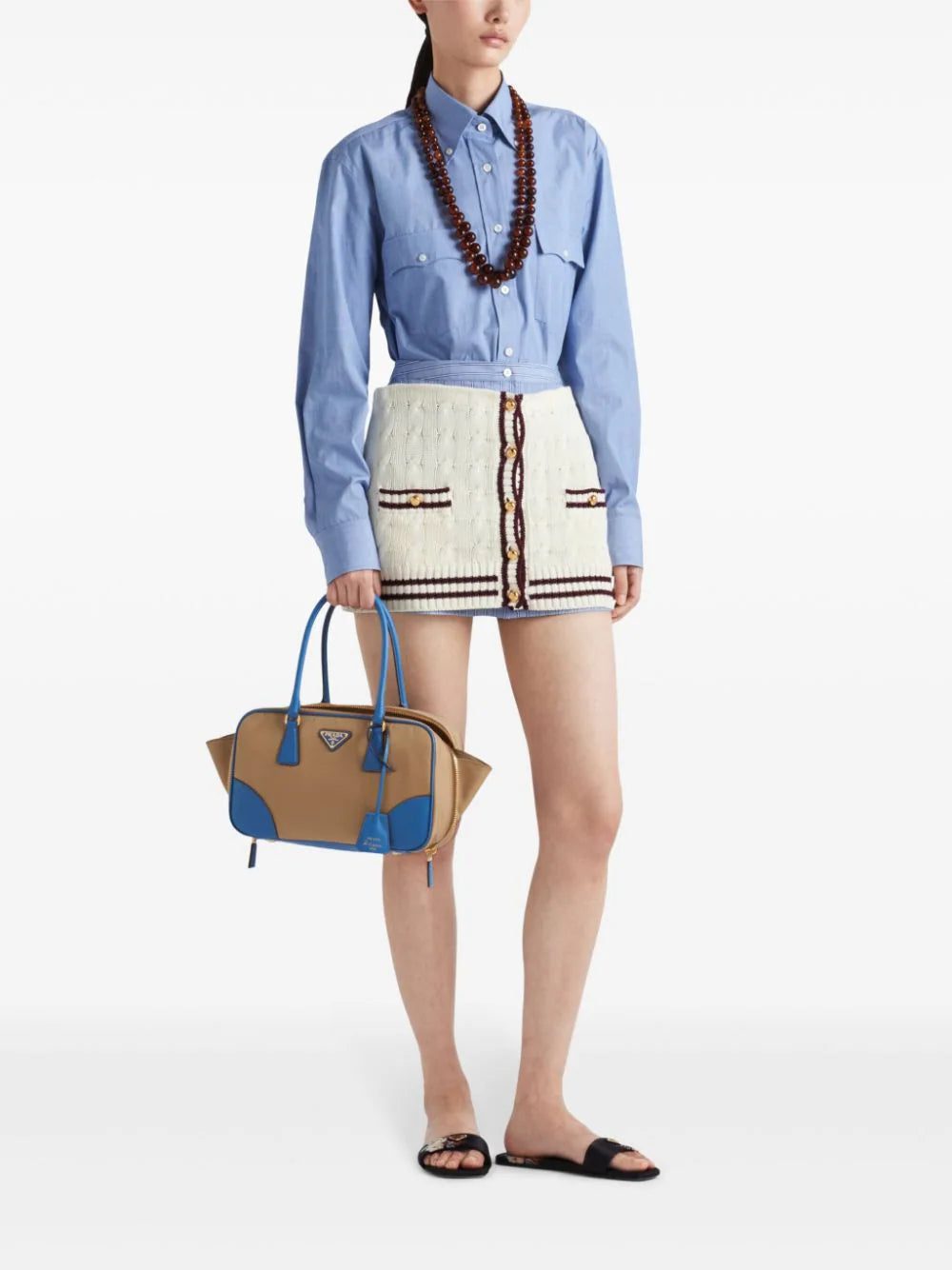 Prada cable-knit cotton mini skirt - Image 2