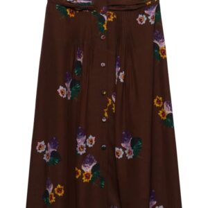 Prada floral-print midi skirt