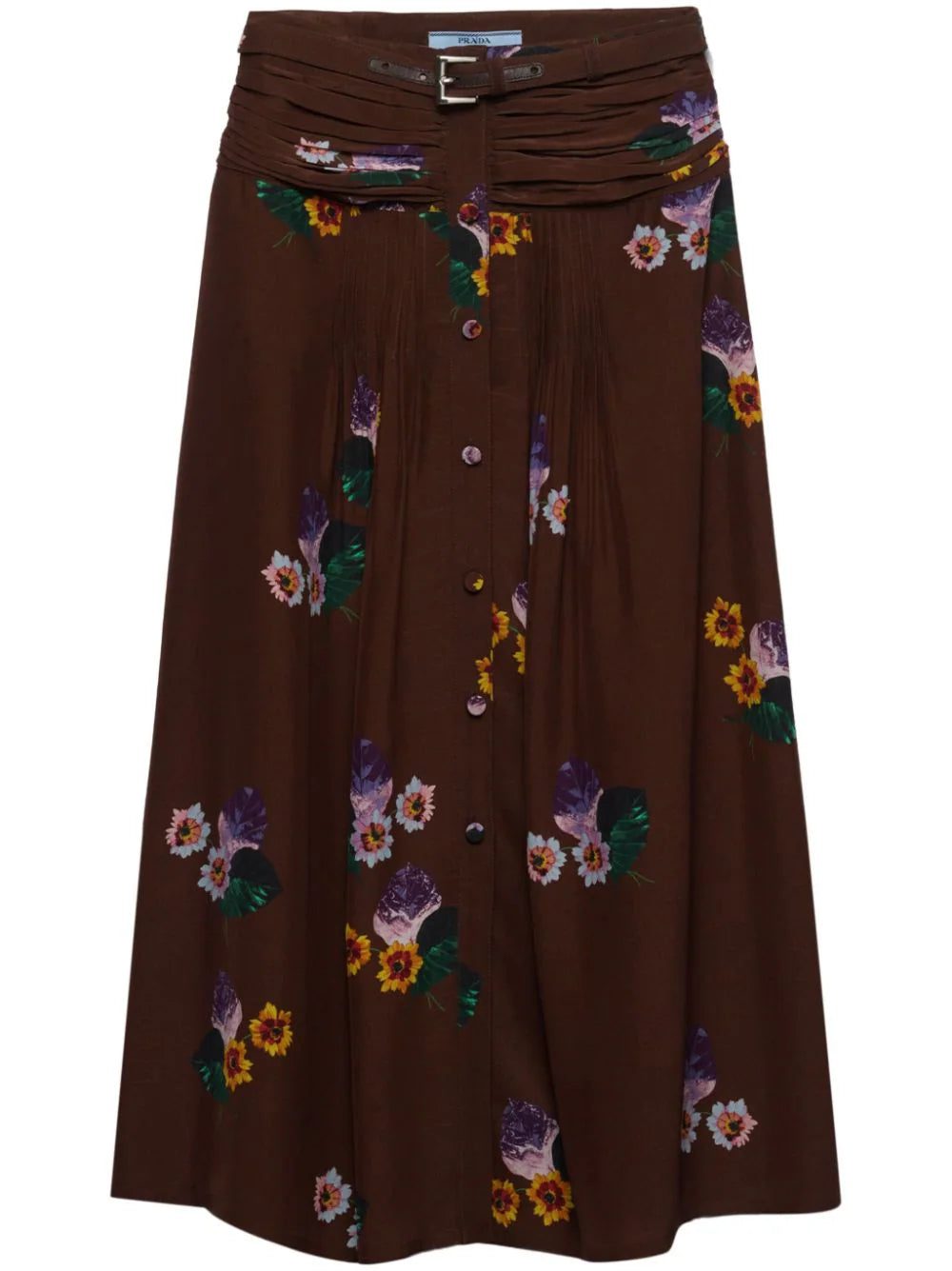 Prada floral-print midi skirt